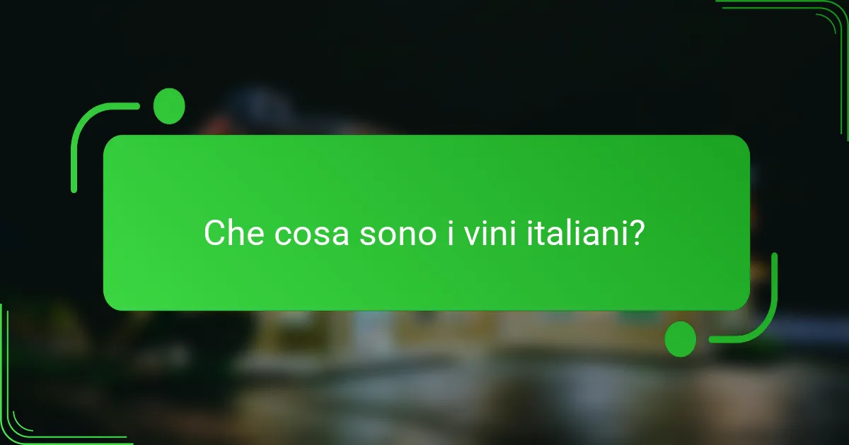Che cosa sono i vini italiani?