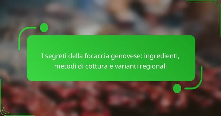 I segreti della focaccia genovese: ingredienti, metodi di cottura e varianti regionali